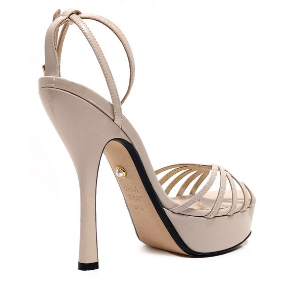 Alevi Milano Caterina Patent Sand Leather Women 38.5 EUR Platform Sandals - Picture 2 of 9